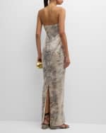 Image 4 of 6: Retrofete Winslow Sequin Snake-Print Strapless Maxi Dress