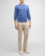 Image 2 of 6: Canali Men's Slim Fit Denim Flat-Front Pants