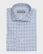 Image 1 of 2: Canali Men's Cotton Graph Check Dress Shirt