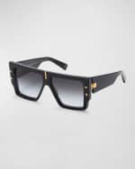 Image 2 of 2: Balmain B-Grand Acetate & Titanium Square Sunglasses