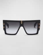 Image 1 of 2: Balmain B-Grand Acetate & Titanium Square Sunglasses