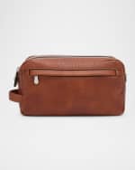 Image 1 of 4: Brunello Cucinelli Men's Leather Zip Toiletry Bag