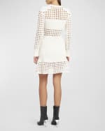 Image 3 of 6: Alexander McQueen Crochet-Panel Long-Sleeve Mini Dress
