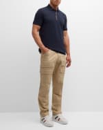 Image 2 of 6: Moncler Men's Polo Shirt with Striped Snap Placket