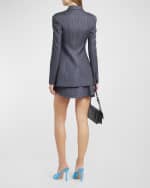 Image 3 of 7: Off-White Broken Pinstripe Fitted Single-Breasted Blazer Jacket