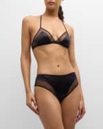 Image 4 of 5: Dolce&Gabbana Mesh-Trim Satin Triangle Bra