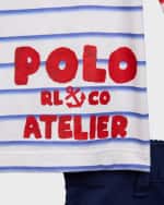 Image 3 of 3: Ralph Lauren Childrenswear Boy's Striped Long-Sleeve Top and Cargo Shorts Set, Size 3M-24M