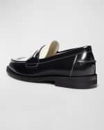 Image 4 of 5: DUKE + DEXTER Men's Wilde Racing Flag Leather Penny Loafers