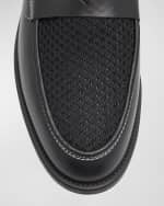 Image 4 of 6: DUKE + DEXTER Men's Wilde Rattan and Leather Penny Loafers