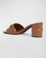 Image 3 of 6: Valentino Garavani VLogo Medallion Leather Mule Sandals