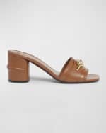 Image 1 of 6: Valentino Garavani VLogo Medallion Leather Mule Sandals