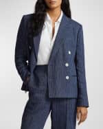 Image 1 of 6: Polo Ralph Lauren Pinstripe Linen Double-Breasted Blazer