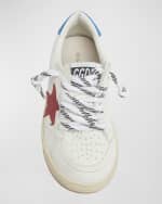 Image 5 of 5: Golden Goose Kid's Ballstar Suede Star Low-Top Leather Sneakers, Baby/Toddler