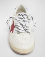 Image 4 of 5: Golden Goose Kid's Ballstar Suede Star Low-Top Leather Sneakers, Baby/Toddler