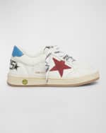 Image 1 of 5: Golden Goose Kid's Ballstar Suede Star Low-Top Leather Sneakers, Baby/Toddler