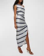 Image 4 of 5: Veronica Beard Kadie Striped Stretch-Silk Dress