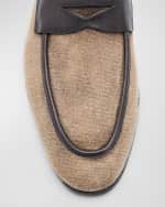 Image 3 of 5: Magnanni Men's Wyland Linen and Leather Penny Loafers