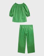 Image 2 of 4: Ralph Lauren Childrenswear Girl's Floral Smocked Cotton Top and Pant Set, Size 7-16