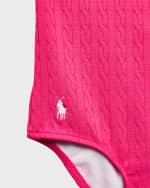 Image 3 of 5: Ralph Lauren Childrenswear Girl's Stretch Jacquard One-Piece Swimsuit, Size 2-6X