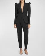 Image 6 of 6: Alexander McQueen Pleated Crop Wool Trousers