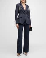 Image 5 of 7: Cinq a Sept Sasha Rhinestone Fringe Denim Blazer