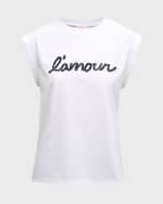 Image 1 of 6: Cinq a Sept Bella Fringe L'amour Short-Sleeve Cotton T-Shirt