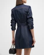 Image 4 of 6: Cinq a Sept Jenessa Belted Denim Mini Wrap Shirtdress