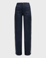 Image 1 of 6: Cinq a Sept Dara Rhinestone Straight-Leg Denim Pants