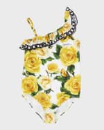 Image 1 of 6: Dolce&Gabbana Girl's Flowering One-Piece Swimsuit, Size 8-14
