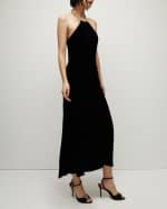 Image 3 of 4: Veronica Beard Josette Velvet Gold-Chain Halter Maxi Dress
