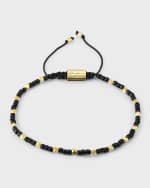 Image 1 of 5: Jan Leslie Men's Gold-Tone Sterling Silver and Glass Beaded Pull Cord Bracelet