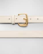 Image 2 of 3: Jacquemus Oval Buckled White Leather Belt
