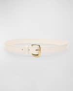 Image 1 of 3: Jacquemus Oval Buckled White Leather Belt