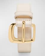 Image 3 of 3: Jacquemus Oval Buckled White Leather Belt