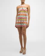 Image 5 of 6: My Beachy Side Hand Crochet Mini Dress with Faux Leather Scoop Motifs