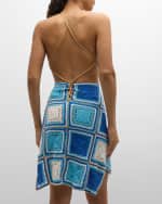 Image 4 of 6: My Beachy Side Hand-Crochet Diamond Pattern Tiered Mini Dress