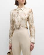 Image 2 of 6: Lafayette 148 New York Scottie Botanical-Print Silk Twill Blouse