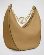 Image 3 of 4: Valentino Garavani Medium VLOGO Moon Leather Hobo Bag