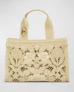 Image 1 of 5: Valentino Garavani Medium Resort Flower Raffia Tote Bag