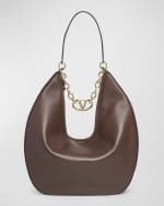 Image 1 of 5: Valentino Garavani Large VLOGO Moon Leather Hobo Bag