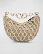 Image 1 of 4: Valentino Garavani VLOGO Mini Netted Moon Hobo Bag