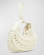 Image 3 of 5: Valentino Garavani Medium VLOGO Knotted Crochet Hobo Bag