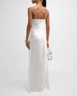 Image 3 of 6: STAUD Cadence Beaded Halter Satin Maxi Dress
