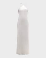 Image 1 of 6: STAUD Cadence Beaded Halter Satin Maxi Dress
