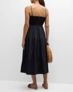 Image 3 of 6: STAUD Bella Pintuck Stretch Poplin Midi Dress