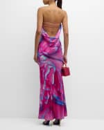 Image 3 of 6: Retrofete Keaton Strapless Open Cowl-Back Silk Gown