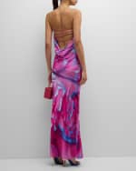 Image 4 of 6: Retrofete Keaton Strapless Open Cowl-Back Silk Gown