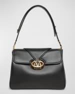Image 1 of 5: Valentino Garavani Medium VLOGO Leather Shoulder Bag