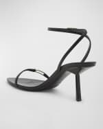 Image 2 of 5: Saint Laurent Kitty Leather Ankle-Strap Sandals