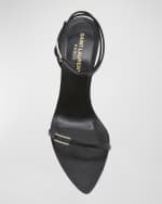 Image 5 of 5: Saint Laurent Kitty Leather Ankle-Strap Sandals